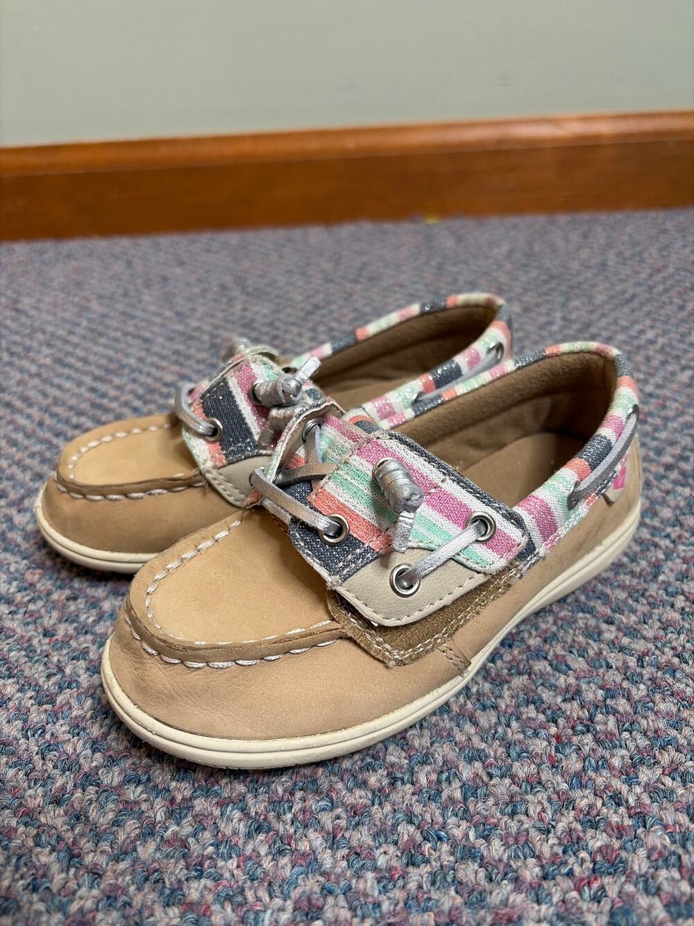Sperry Toddler Striped Sparkle Boat Shoes 9.5